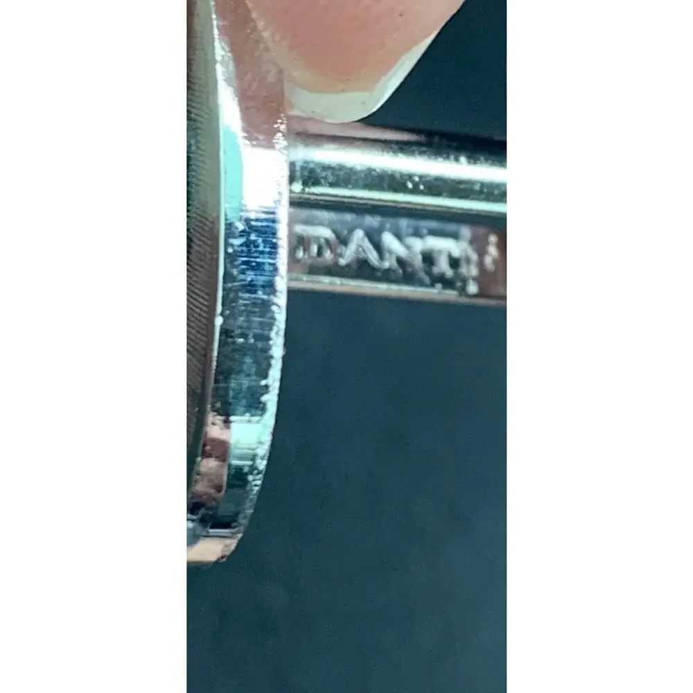 Vintage Pair of Silver Tone Dante Mid-century‎ Cufflinks with Black stone Signed